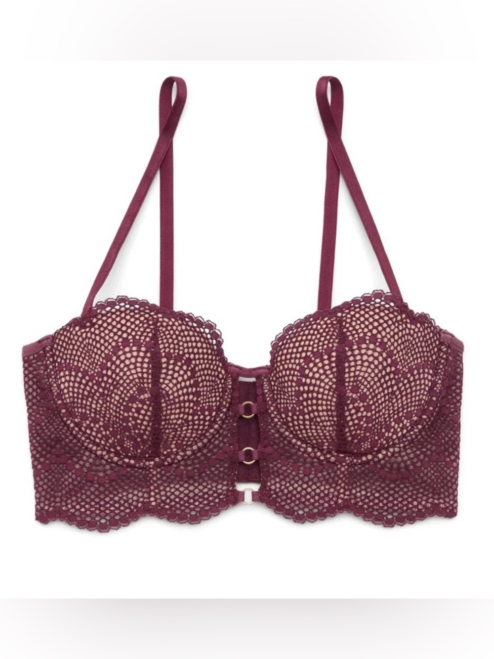 NEW Adore Me Margaritte Push Up Balconette Bra Grape Wine, Size 36DDD